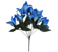 45cm Long Artificial Lily Bunch with 10 Stems Each Bearing 2 Leaves and One Silk Flower Head for Stargazer Lilies Decor Applications (sea blue)