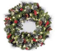 (45CM luminous model) Christmas Wreath Door Hanging Wall Hanging Decoration Christmas Rattan PVC Interior Pendant Wreath