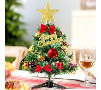 45CM Mini Artificial Christmas Tree, Small Xmas Tree with Star Topper, Balls, Bows, Pine Cones for Christmas Decorations