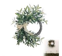 45cm Olive Wreath for Front Door, Realistic Spring Summer Green Olive Branches Swag, Lifelike Artificial Small Door Wreath for Farmhouse, Wedding, Home, Window, Wall, Fireplace