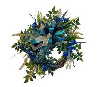 45cm Peacock Feathers Ribbon Wreath Peacock Mesh Wreath Wall Front Door Hanging Ornament Garlands Artificial Rattan Cane Garland Farmhouse Decor