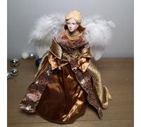 45cm Premier Christmas Angel Tree Topper Decoration in Dark Gold / Bronze