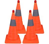 45cm Reflective Traffic Cones with LED Lights - Versatile Safe Cones for Outdoor Pathways, Parking Lots, and Construct Bers (Set of 8)