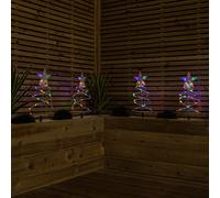 45cm Set of 4 Christmas Tree Path Lights with 100 Multi-Coloured LEDs