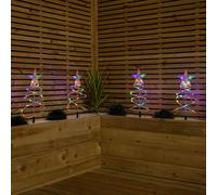45cm Set of 4 Light up White Spiral Christmas Tree Garden Path Lights with 100 Multi-Coloured LEDs Samuel Alexander White One Size