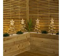 45cm Set of 4 Light up White Spiral Christmas Tree Garden Path Lights with 100 Warm White LEDs Samuel Alexander White One Size