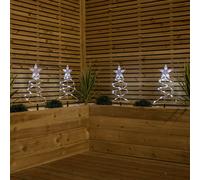45cm Set of 4 Light up White Spiral Christmas Tree Garden Path Lights with 100 White LEDs Samuel Alexander White One Size