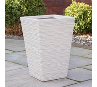 45cm Tall Plastic Slate Effect Garden Patio Planter in Stone