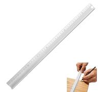 45cm White Aluminium Cutting Ruler, With Raised Grip, Metal Safety Ruler, Multifunctional Precision Metal Safety Rulers, For Length Measurement, Silver