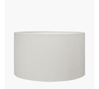 White Cylinder Lampshade for Table Lamps | Drum Cotton Lamp Shade for Floor Lamps | Lined Fabric Shades for Living Room (White, 45cm)