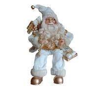 Garden Market Place 45cms Tall Sitting Father Christmas Figure With Presents - White Santa Style
