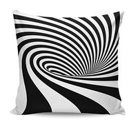 45cmx45cm Abstract Decorative Throw Pillow Covers- Psychedelic Optical Illusion Funnel Stripe Ultra Soft Pillowcase Comfy Square Cushion Cover Case for Sofa Bedroom