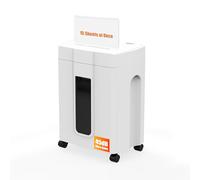 45dB Ultra Quiet Paper Shredder, 15 Sheets Cross Cut Shredders for Home Use UK with 18L Pull-Out Bin & Casters, White Office Shredder for Confidential Documents,Shred Credit Card/Mail/Staple