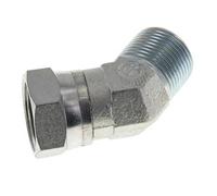 45deg Angled Fitting G1'' Female x Male High Pressure Steel 60° Cone 150bar (2107.5psi) Hydraulic
