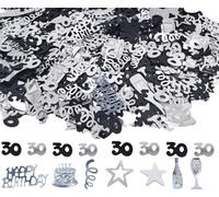 45g Black & Silver 30th Birthday Confetti Foil Metallic Glitz Table Scatter Sprinkles Age Bday Party Decorations