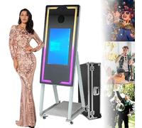 45in/65in Magic Mirror Photo Booth W/Flight Case, Support Multiple Languages + App Control Lights + Mini Pc (I5-8gb+256gb), for Parties, Wedding