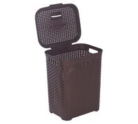 (45L Brown) 45/55L Plastic Rattan Laundry Clothes Bin Basket
