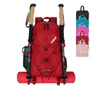 45L Hiking Backpack with Rain Cover, Lightweight Foldable Camping Backpack for Trekking, Water-Resistant Daypack with Hiking Pole & Mat Carrying System,Red