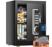 45L Large Fireproof Safe for Home/Office with Fireproof Document Bag | Digital Furniture Safe with Removable Shelf & Alarm System, Electronic Safe for DIN A4 Folders, Cash, Medication