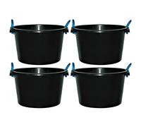 ( ) 45L Litre Black Heavy Duty Multipurpose Plastic Tub Bucket Planter With Rope Handles Muck Bucket Open-Top Storage Round Utility Tub for Indoor or Outdoor Home Garden (Made In UK)