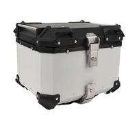 45L Motorcycle Top Case with Security Lock Lightweight Aluminum Alloy Trunk Storage Carrier for Helmets and Luggage White