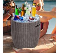 45L Outdoor Rattan-Effect Lift-Top Ice Cooler Table Grey