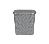45L Small Laundry Basket With Lid & Handles Plastic Rattan Style Knit Design Laundry Hamper Storage Linen Clothes Washing Basket Dirty Clothes Storage Bin For Bathroom Bedroom - (Silver/Grey)