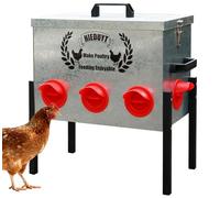 45LB Large Automatic Chicken Feeder, 8 Feeding Ports, No-Waste Poultry Feeder, Squirrel Proof Metal Chicken Feeder, with Adjustable Legs & Locking Lid and Waterproof Panel