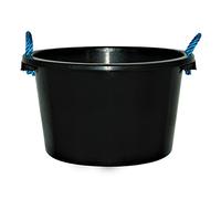 45Litre Black Heavy Duty Plasterer Mixing Cement Muck Water Tub - Storage Bucket With Blue Rope Handles (MADE IN UK) (45 Litre)