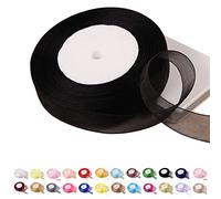 45m Black Organza Ribbon 20mm,Organza Chiffon Ribbon,Clear Chiffon Ribbon Christmas Ribbon Hair Ribbon Gift Wrap Ribbon Organza for Crafting,Making Wreath,Hair Bows,Gift Wrapping,Wedding