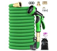 45M Expandable Garden Hose Pipe, 150FT Flexible Water Hose with 10-Function Spray Gun, Leak-Proof 4-Layer Latex Core, Kink-Free, 1/2" & 3/4" Universal Hose Fittings for Garden Watering, Green