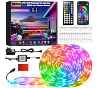 45M Outdoor LED Strip Lights, IP68 Waterproof Color Changing RGB LED Light Strips with IR Remote and APP, 24V Music Sync Led Rope Lights, Flexible Outdoor DIY Tape Lights for Balcony Deck Garden Pool