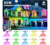 45m Permanent Outdoor Lights,RGB Eaves Light with App Control Remote,DIY Scene Modes IP67 Waterproof Under Eave Lighting,Outdoor Lights for Decor,Garden Decor,House,Party,Holiday