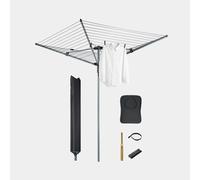 VonHaus 45m Rotary Washing Line - 4 Arm Outdoor Clothes Airer with Collapsible Umbrella System, 360° Rotary Airer, Line Tension Adjustment, 35mm Metal Ground Spike, Non-Slip Clothesline, Weatherproof