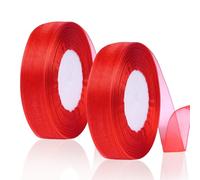 45m x 2 Rolls Red Ribbon for Gift Wrapping, Red Satin Ribbon 20mm Thick Fabric Ribbon for Crafting Balloons Wedding Hair Bows Bouquets Party Cake Decorations Christmas