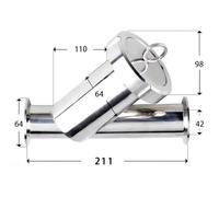 45mm 51mm Tube OD 2" Tri Clamp Ferrule-64mm SUS304/316 Stainless Steel Sanitary Y Shaped Strainer Filter Valve Home Brew(45mm K64,60 MESH_SUS316L)