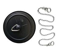 45mm Basin/Bath/Sink Plug Black Rubber plug with 450mm Chrome Finish Ball Chain with S-Hook (45mm Black Plug & 450mm Ball Chain)