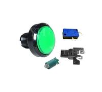 45MM Flat Round Head Push Button Switch with LED Illuminate Momentary Arcade Game Console Push Button Switch Colorful IDGTTLDF(Green LED with 3-Pin)