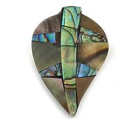 45mm L/Leaf Shape Sea Shell Brooch/Natural/Abalone Shades/Handmade/Slight Variation In Colour/Natural Irregularities