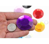 45mm Large Acrylic Cosplay Gems Flat Back Plastic Rhinestones For Jewelry Making, Costumes, Scrapbooking, Props, Crafts Embelishments 2PCS (Purple Amethyst H105)