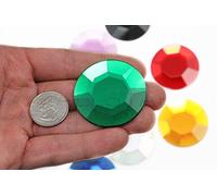 45mm Large Acrylic Cosplay Gems Flat Back Plastic Rhinestones For Jewelry Making, Costumes, Scrapbooking, Props, Crafts Embelishments 2PCS (Green Emerald H106)