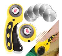 45mm Premium Rotary Cutter with 5pcs Premium Stainless Steel Sharp Blade, Arts and Crafts Rolling Knife, Home and Office Rotating Cutting Knife, for Cutting Fabric, Paper, Leather, Cloth (Yellow)