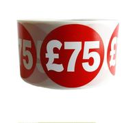 45mm Red Price Stickers Roll - 500 Self-Adhesive Labels for 50p to £100 - Retail, Market Stall, Garage Sale, Product Tagging - Easy Peel Design for Quick Application (£75)