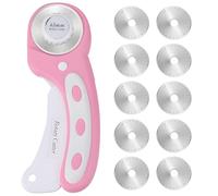 45mm Rotary Cutter for Fabric with 10Pcs Extra Blades, Rotary Cutter with Safety Lock, Sewing Fabric Cutter Wheel Accessories for Fabric, Leather, Crafting, Sewing, Perfect for Left & Right Hand