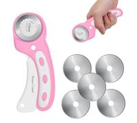 45mm Rotary Cutter for Fabric with 5pcs Extra Blades, Rotary Cutter ，Rotary Cutter with Safety Lock for Fabric, Leather, Crafting, Sewing, Quilting, Fabric Rotary Cutter Perfect for Left & Right Hand