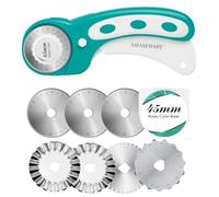 45mm Rotary Cutter for Fabric with 8pcs Rotary Blades, Rolling Fabric Cutter Crochet Edge Skip Stitch Blade Perforating Rotary Cutter, Pinking Rotary Cutter for Quilting Crafts Sewing