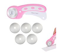 45mm Rotary Cutter with 5 Extra Blades, Rotary Cutter for Fabric, Fabric Cutters for Quilting, Leather Crafting, DIY Projects, Ergonomic Handle for Left and Right Hand Users