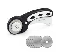 45mm Rotary Cutter with 5pcs Replacement Blades, Ergonomic Handle Rolling Cutter with Safety Lock for Fabric, Leather, Paper, Crafting, Sewing, Quilting, Perfect for Left & Right Hand