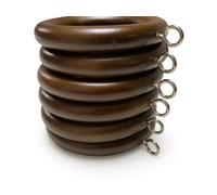 45mm Wooden Curtain Rings with Eyelets 24 Pack Brown Pole Hooks Heavy Duty Drapery Hanging Ring Fits 42mm Rods Wooden Hanging Loop Set for Living Room Bedroom Window Draperies Eyelet Hooks