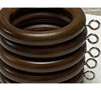 45mm Wooden Curtain Rings with Eyelets 6 Pack Brown Pole Hooks Heavy Duty Drapery Hanging Ring Fits 42mm Rods Wooden Hanging Loop Set for Living Room Bedroom Window Draperies Eyelet Hooks
